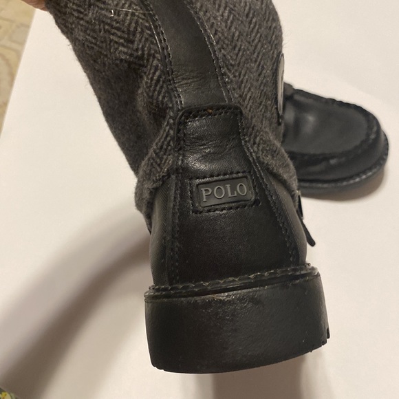 POLO RALPH LAUREN COMBAT BLACK AND GRAY BOOTS SIZE 6 - Picture 4 of 16
